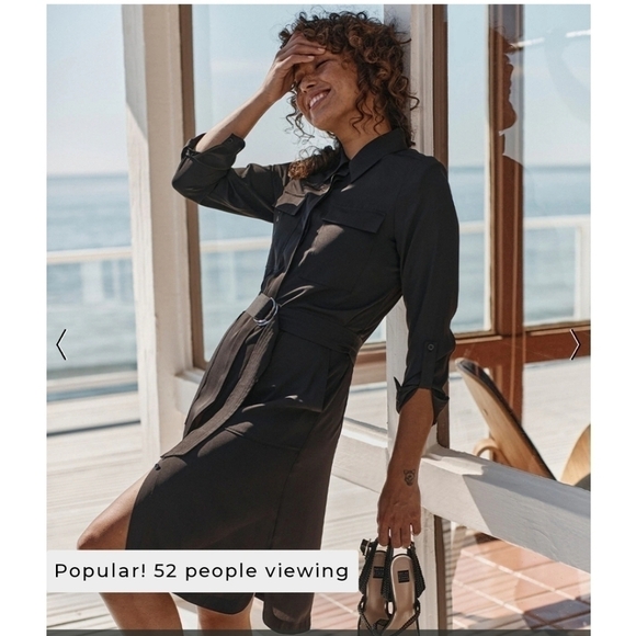 WHITE HOUSE BLACK MARKET BLACK SOFT SHIRTDRESS, SZ 4 - Picture 7 of 12